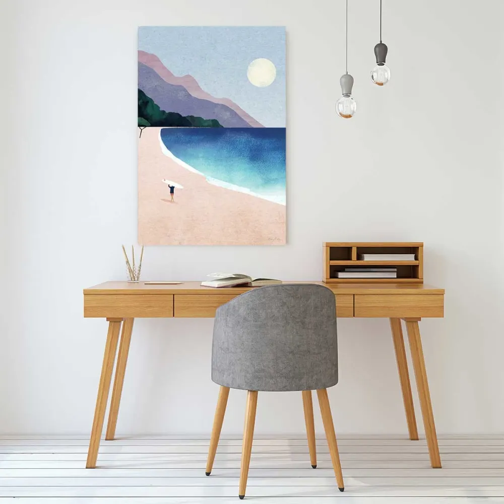 Illustration numéro 2 du produit Tableau surf à la plage rideuse  imprimé sur toile 60x90 cm