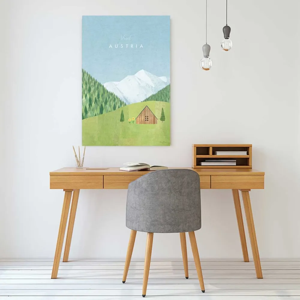 Illustration numéro 2 du produit Tableau paysage autriche vintage  imprimé sur toile 60x90 cm