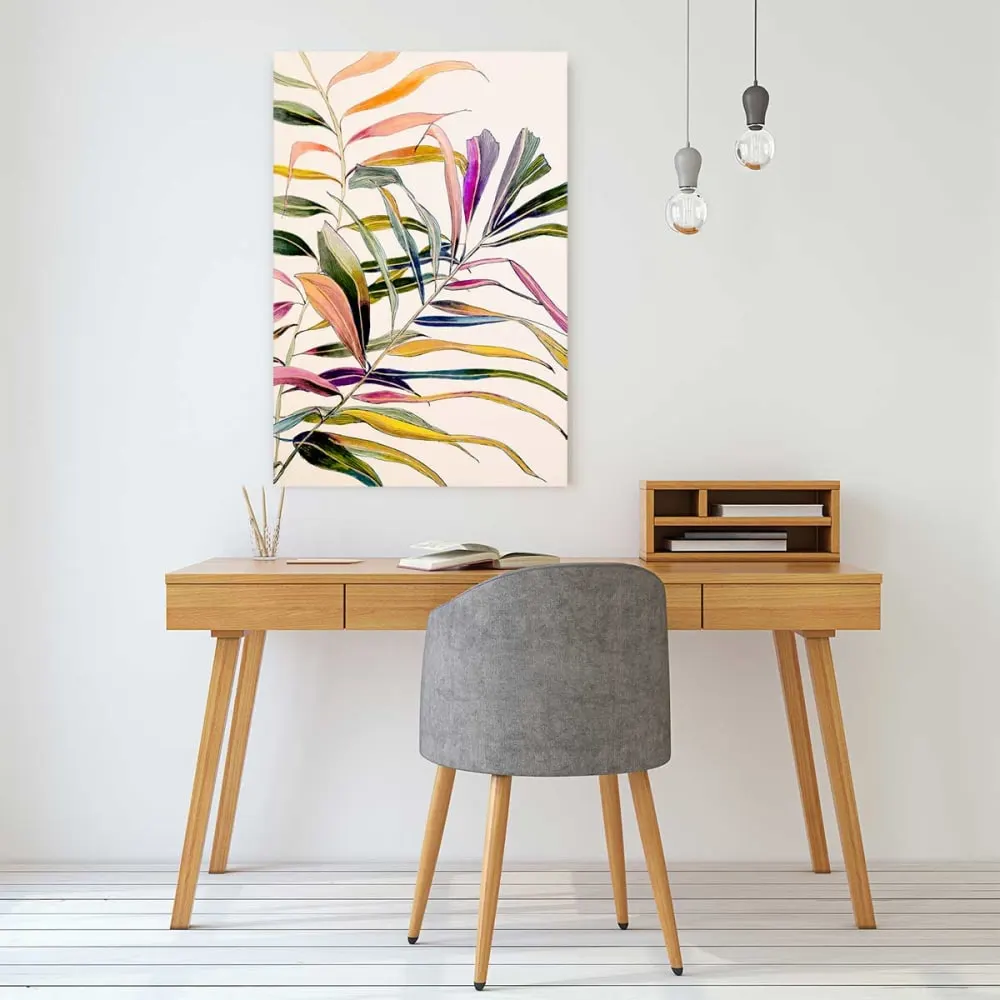 Illustration numéro 2 du produit Tableau peinture fleurs palm color  imprimé sur toile 60x90 cm