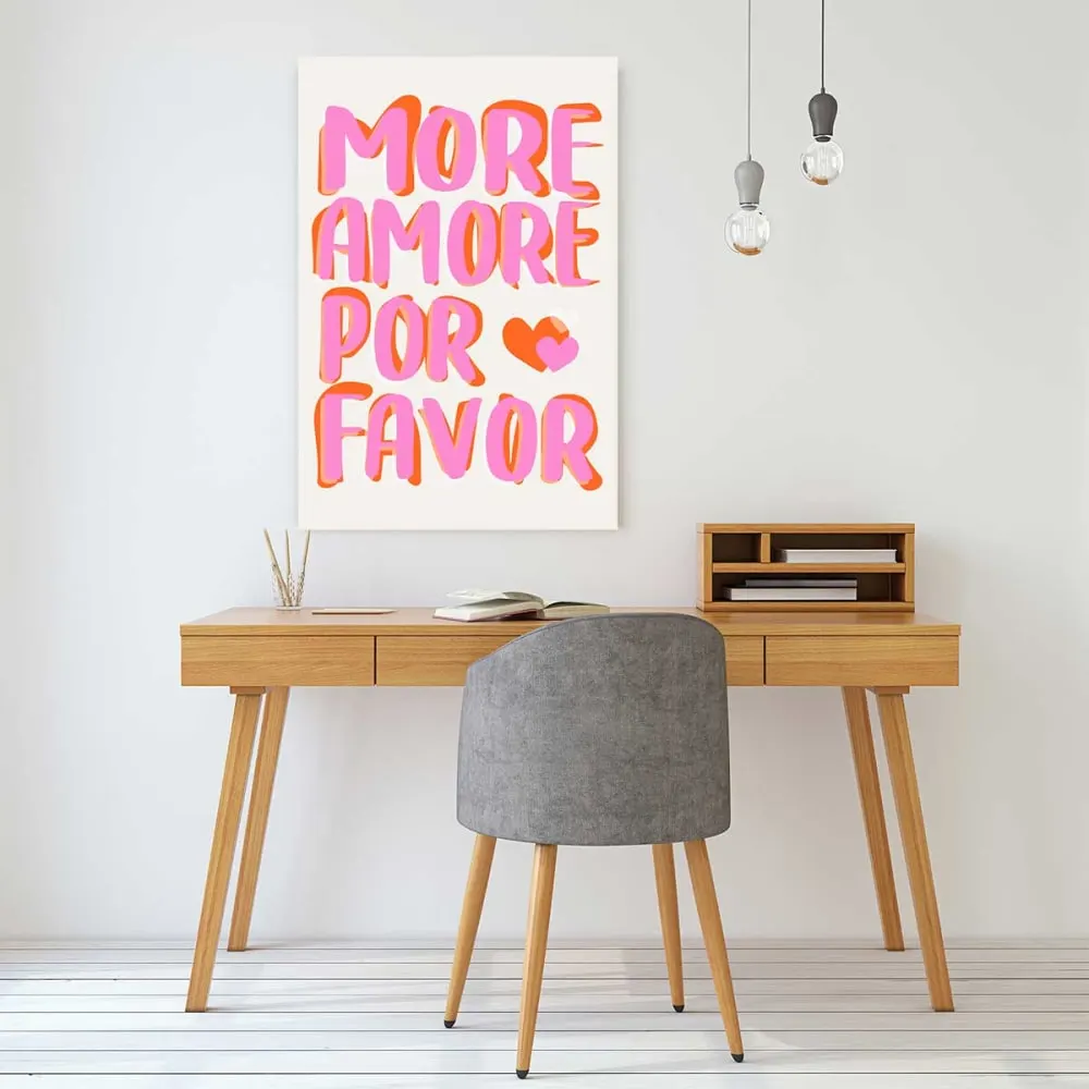 Illustration numéro 2 du produit Tableau minimaliste more amore  imprimé sur toile 60x90 cm