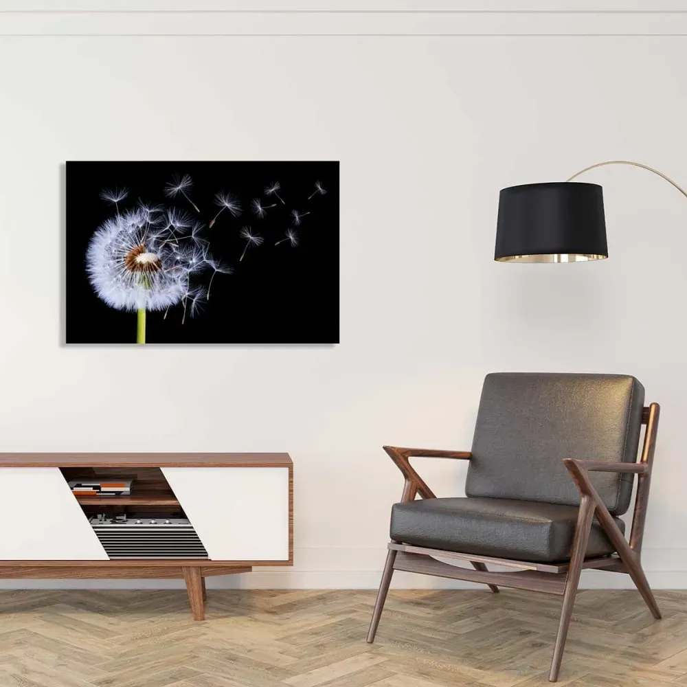 Illustration numéro 2 du produit Tableau fleur pissenlit vole  imprimé sur toile 90x60 cm