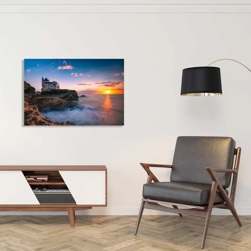 Illustration numéro 2 du produit Tableau paysage mer souvenir de biarritz  imprimé sur toile 90x60 cm