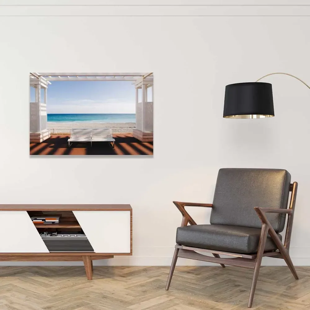 Illustration numéro 2 du produit Tableau paysage fenêtre sur la mer  imprimé sur toile 90x60 cm