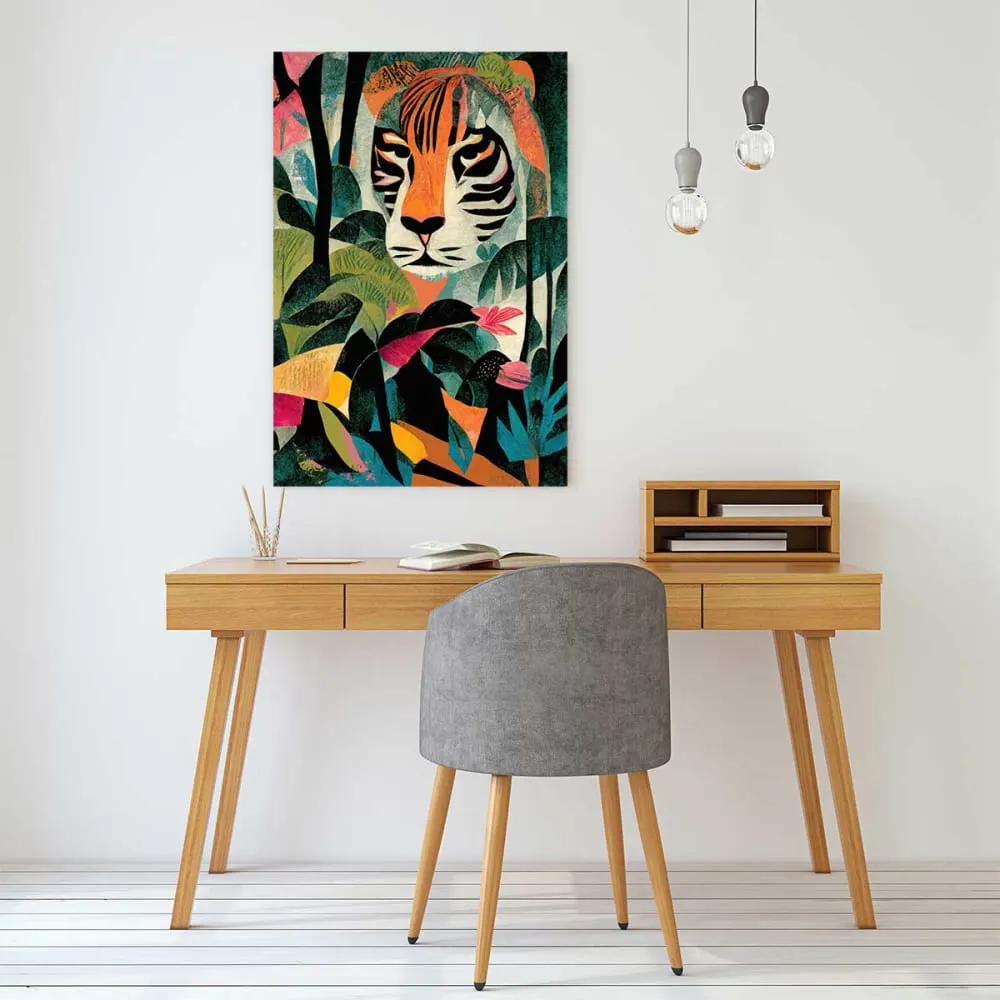 Illustration numéro 2 du produit Tableau jungle tigrou  imprimé sur toile 60x90 cm