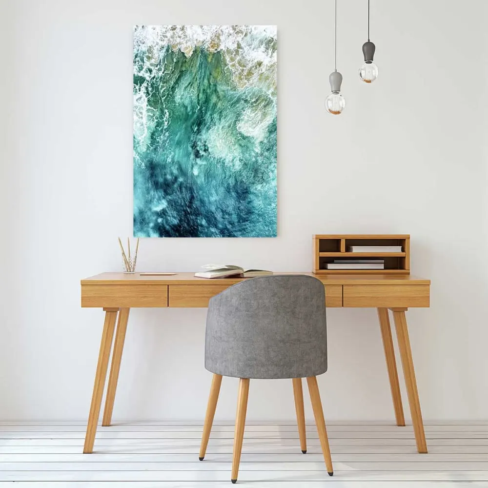 Illustration numéro 2 du produit Tableau mer vague bleue  imprimé sur toile 60x90 cm