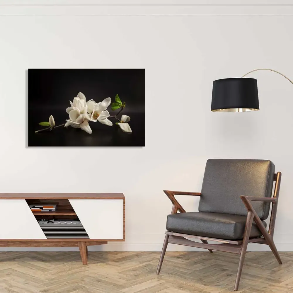 Illustration numéro 2 du produit Tableau fleurs magnolia  imprimé sur toile 90x60 cm