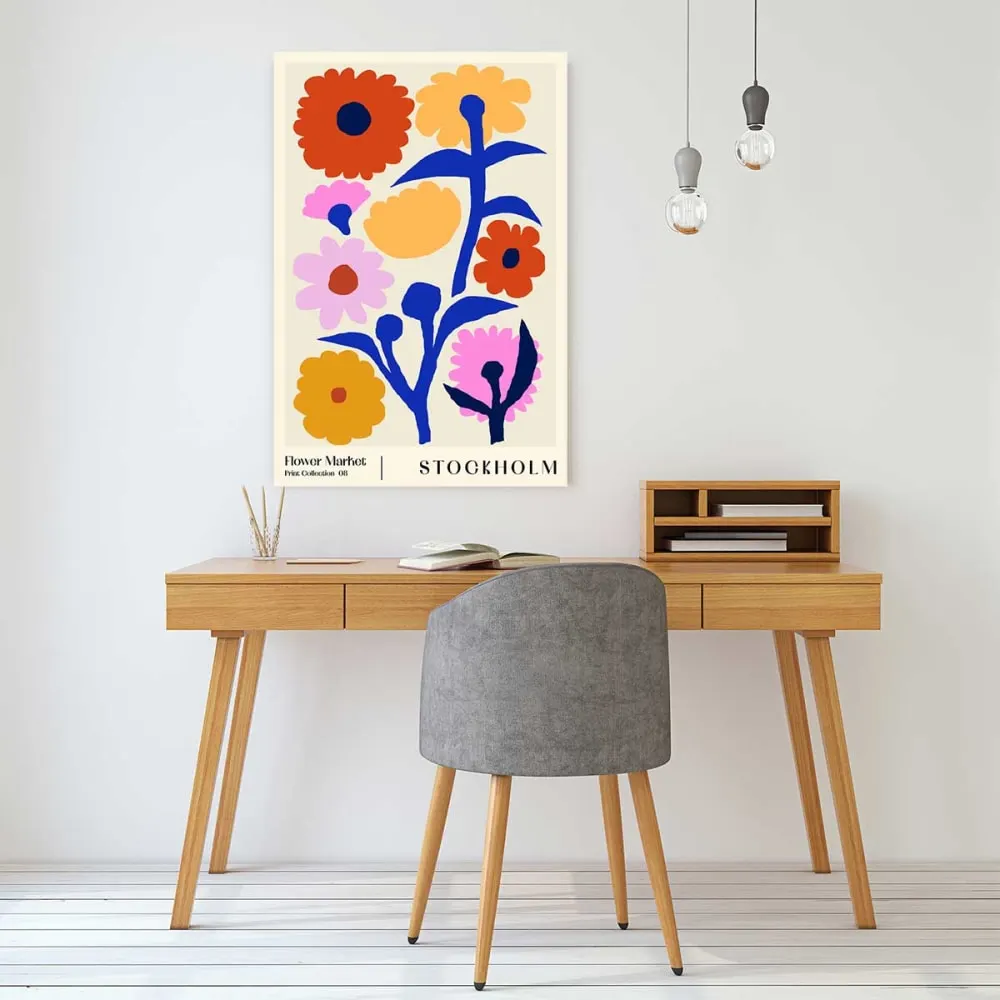 Illustration numéro 2 du produit Tableau fleurs marché aux fleurs stockholm  imprimé sur toile 60x90 cm