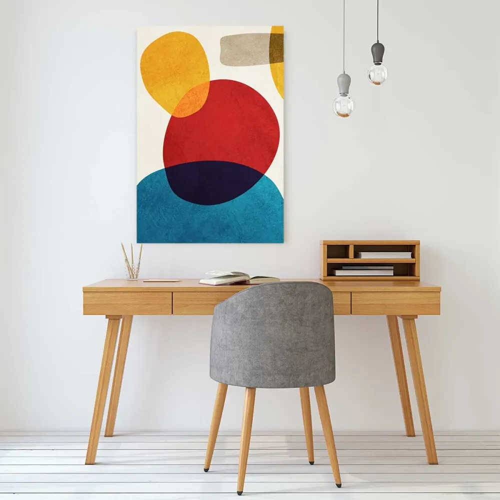 Illustration numéro 2 du produit Tableau géométrique shape cercle rouge  imprimé sur toile 60x90 cm