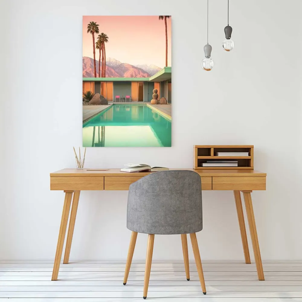 Illustration numéro 2 du produit Tableau architecture piscine motel 66  imprimé sur toile 60x90 cm