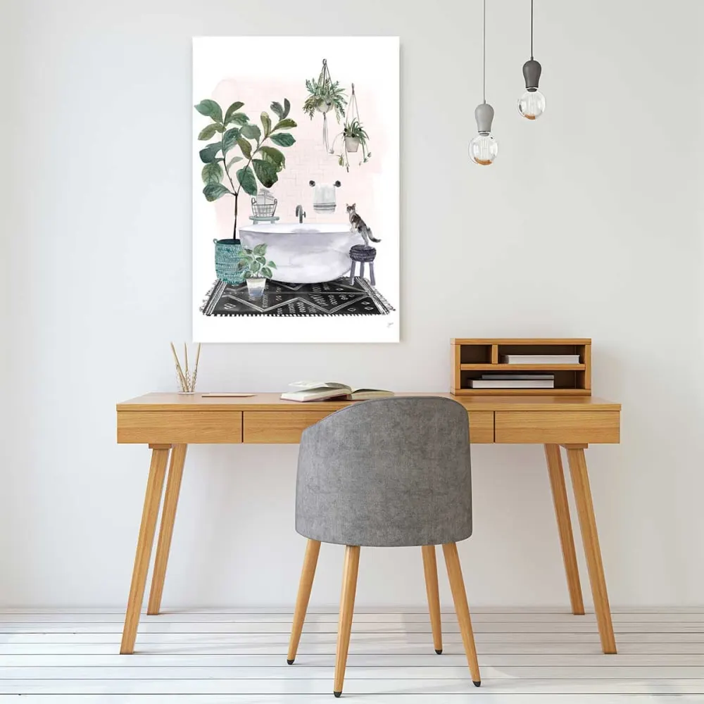Illustration numéro 2 du produit Tableau zen bain dans la cour  imprimé sur toile 60x90 cm