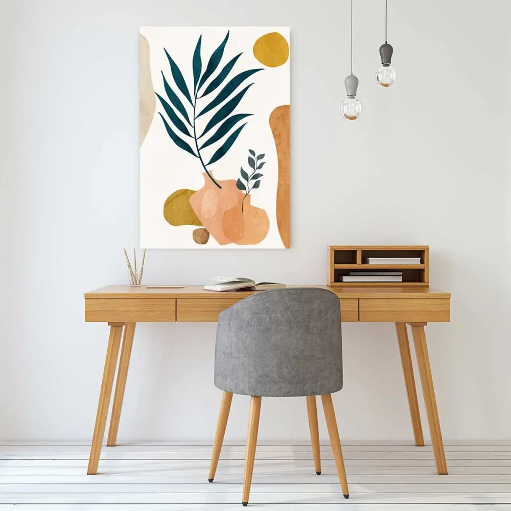 Illustration numéro 2 du produit Tableau organique poterie et botanique  imprimé sur toile 60x90 cm
