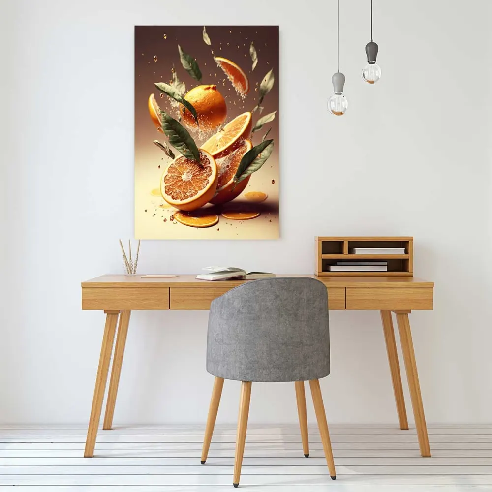 Illustration numéro 2 du produit Tableau fruits oranges fraiches  imprimé sur toile 60x90 cm