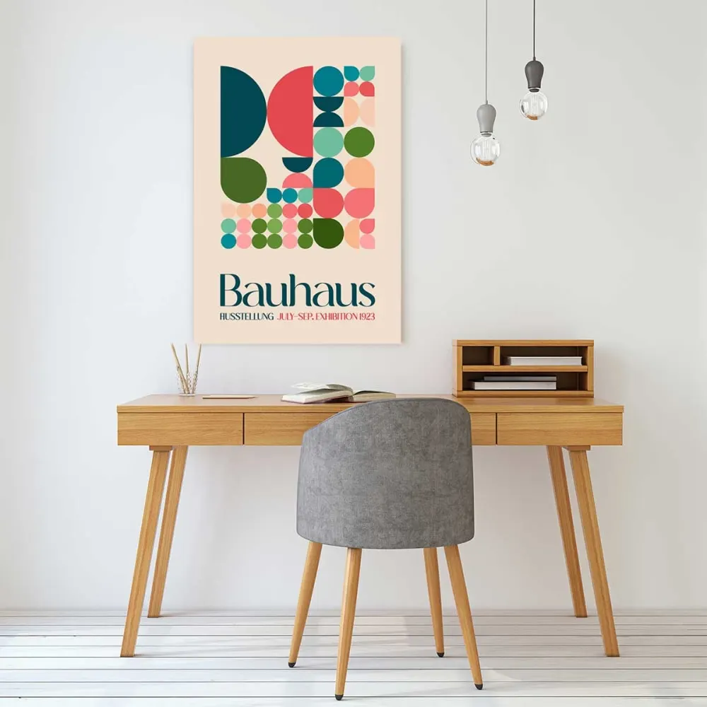 Illustration numéro 2 du produit Tableau vintage exposition bauhaus rose  imprimé sur toile 60x90 cm