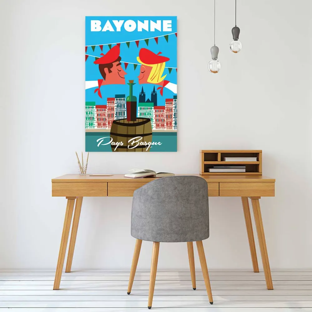 Illustration numéro 2 du produit Tableau les fêtes du pays basque  imprimé sur toile 60x90 cm