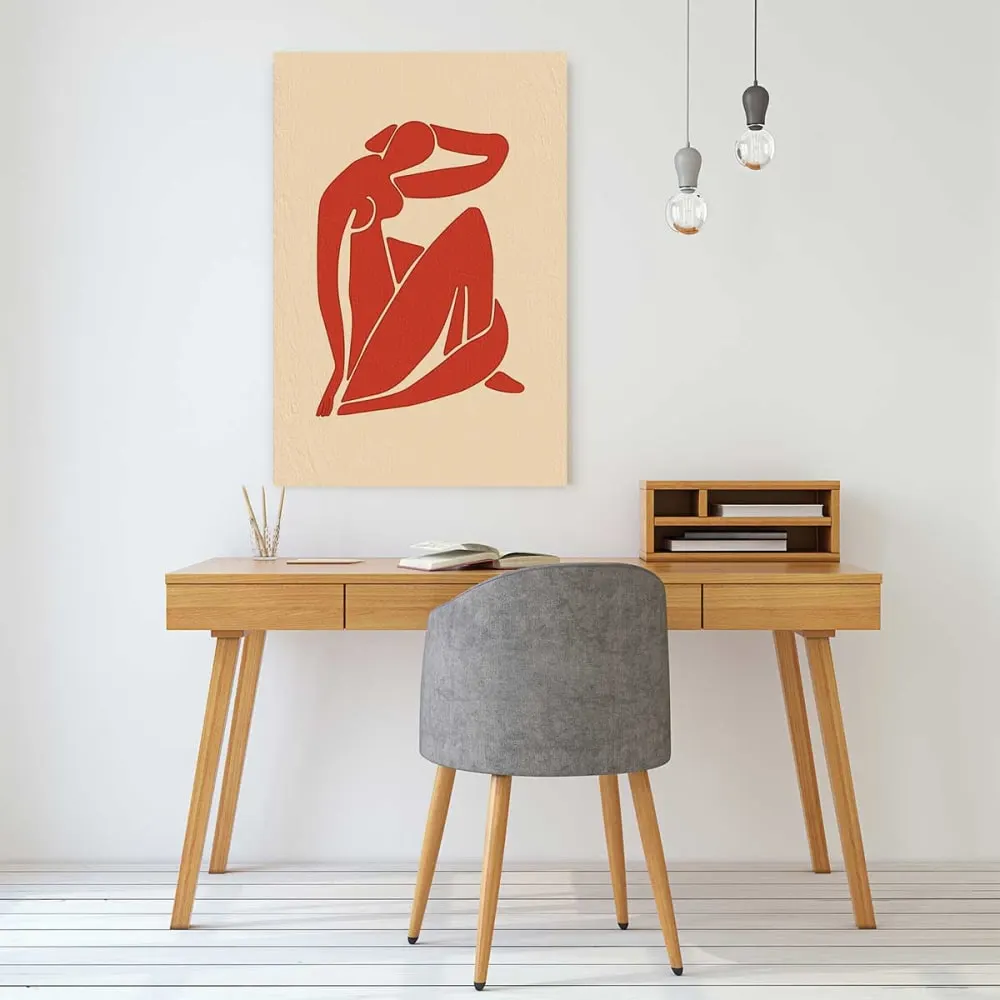Illustration numéro 2 du produit Tableau organique femme rouge  imprimé sur toile 60x90 cm
