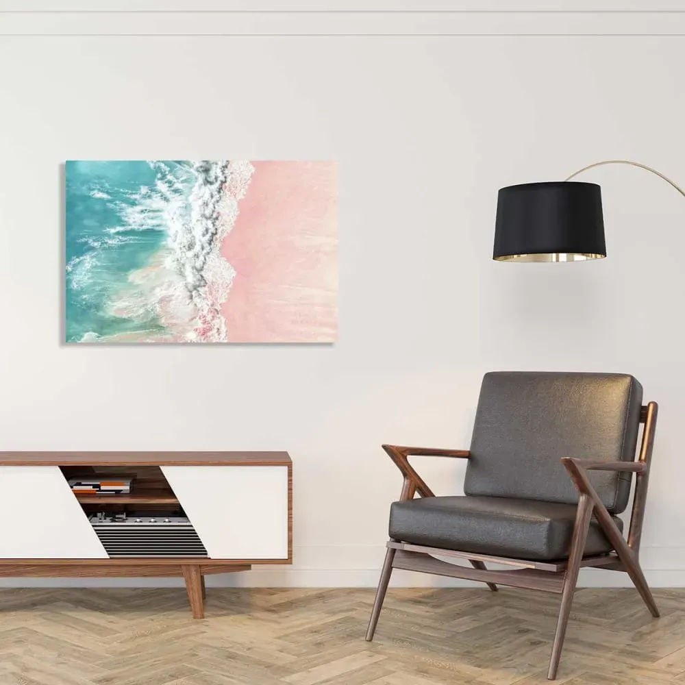 Illustration numéro 2 du produit Tableau paysage mer plage de sable rose  imprimé sur toile 90x60 cm