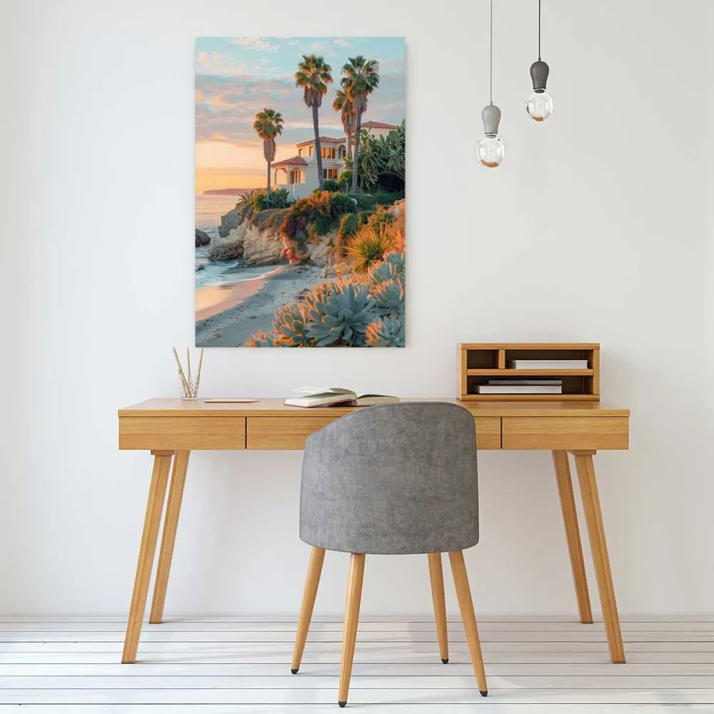 Illustration numéro 2 du produit Tableau décorative maison sur laguna beach  imprimé sur toile 60x90 cm