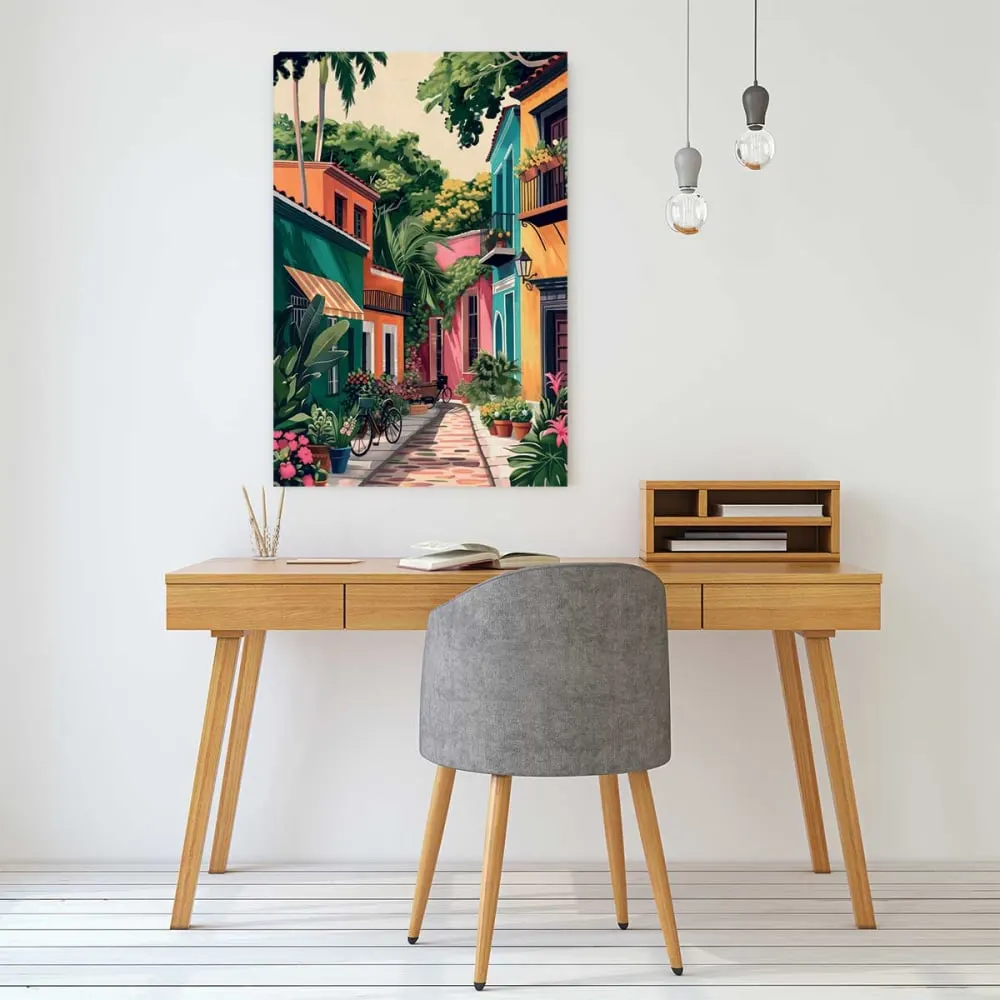 Illustration numéro 2 du produit Tableau architecture maisons du sud  imprimé sur toile 60x90 cm