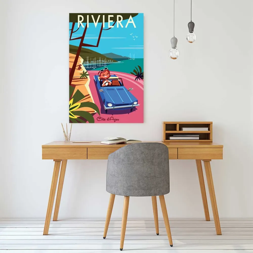 Illustration numéro 2 du produit Tableau cote d'azur riviera  imprimé sur toile 60x90 cm