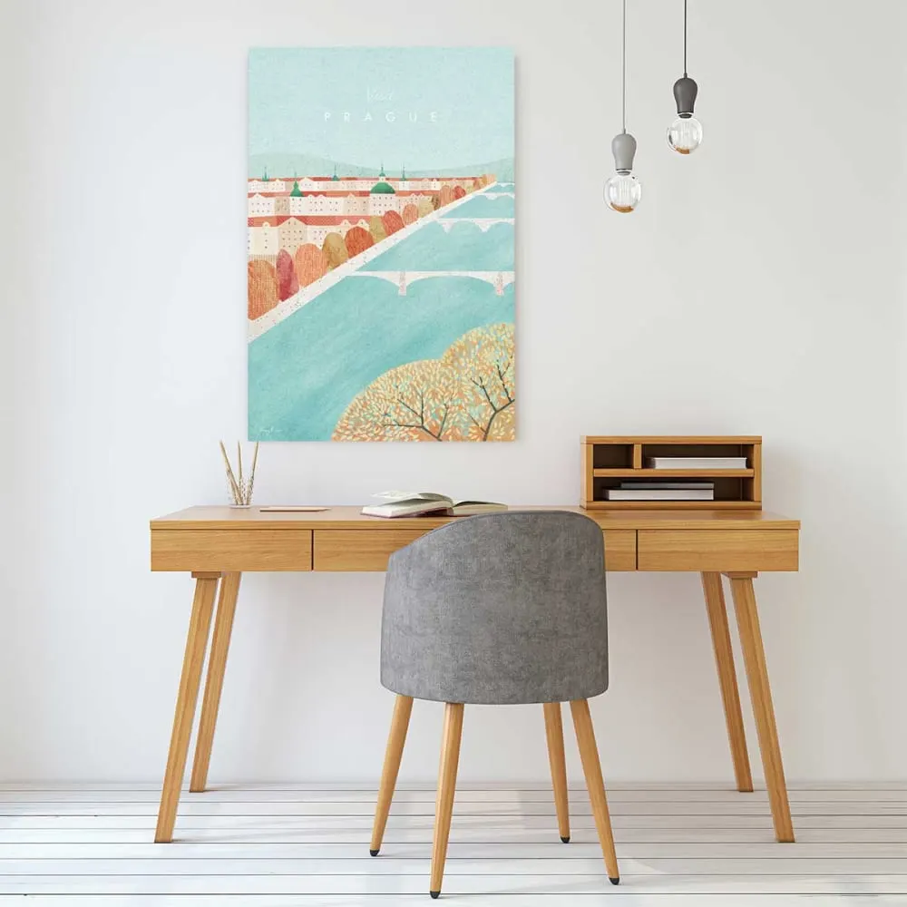 Illustration numéro 2 du produit Tableau ville prague vintage  imprimé sur toile 60x90 cm