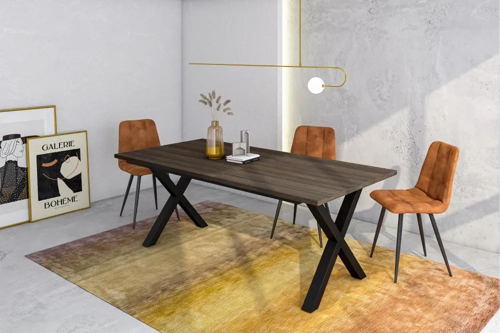 Illustration numéro 2 du produit Table à manger effet bois de chêne foncé 194x90x74cm