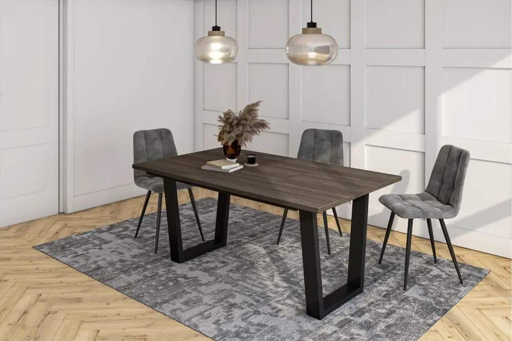 Illustration numéro 2 du produit Table à manger effet bois de chêne foncé 167x90x74cm