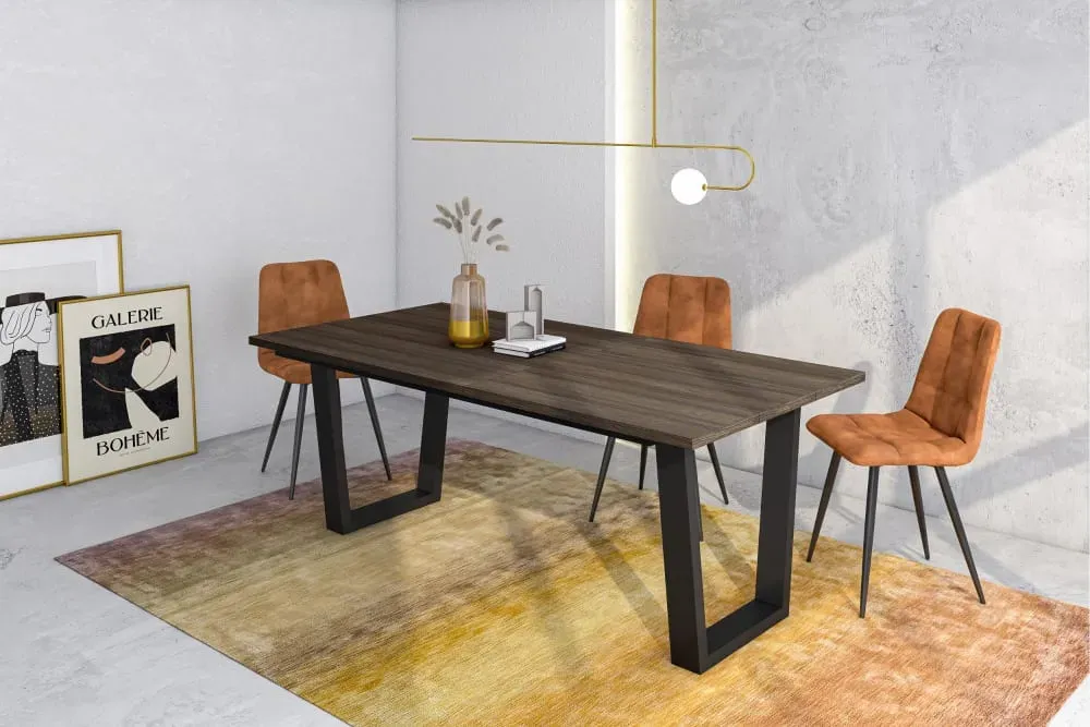 Illustration numéro 2 du produit Table à manger effet bois de chêne foncé 194x90x74cm