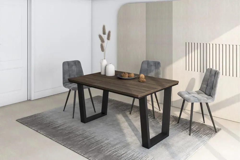 Illustration numéro 2 du produit Table à manger effet bois de chêne foncé 140x90x74cm