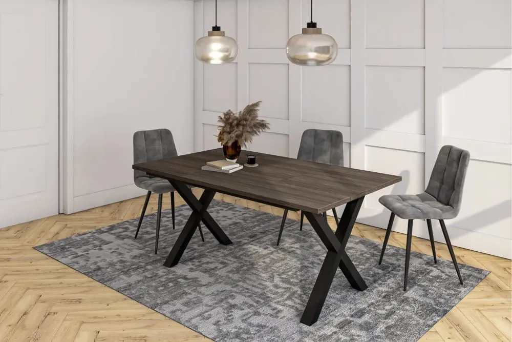 Illustration numéro 2 du produit Table à manger effet bois de chêne foncé 167x90x74cm