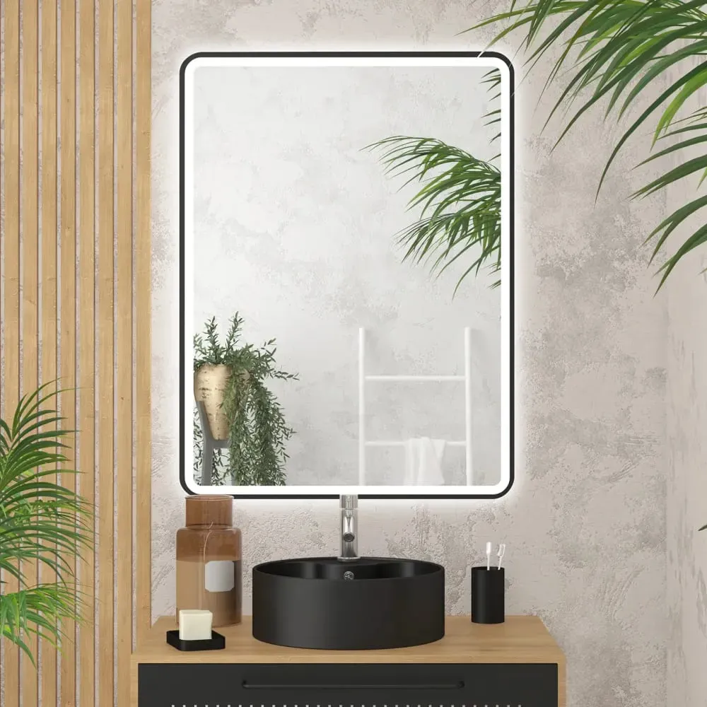 Illustration numéro 2 du produit Miroir salle de bains en aluminium noir