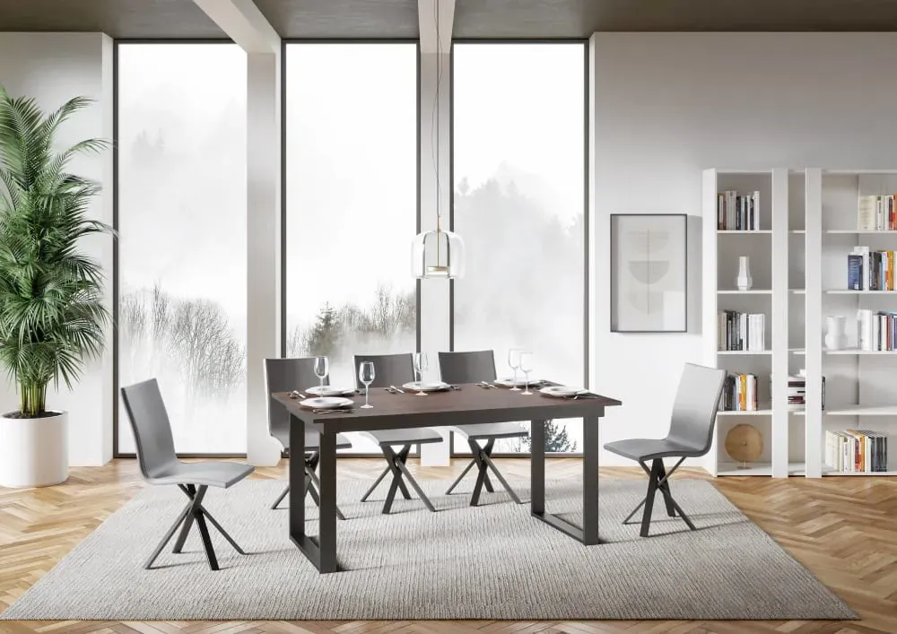 Illustration numéro 2 du produit Table extensible effet bois noyer 90x160/220 cm