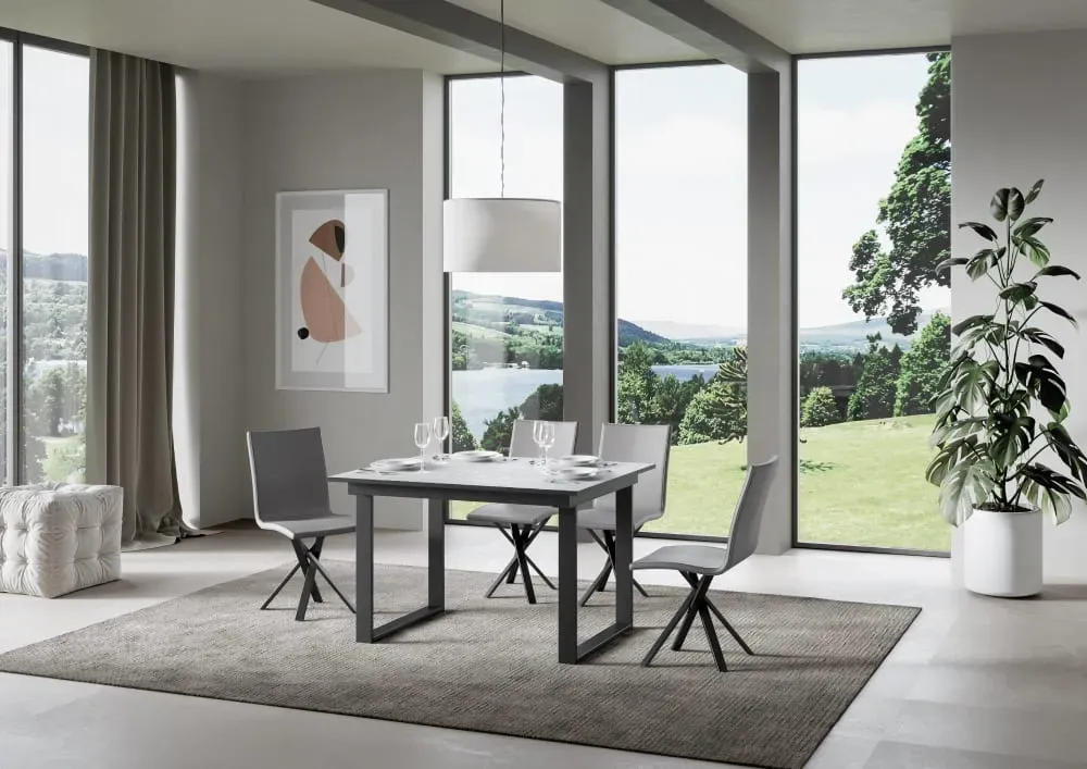 Illustration numéro 2 du produit Table extensible effet bois frêne blanc 90x120/180 cm