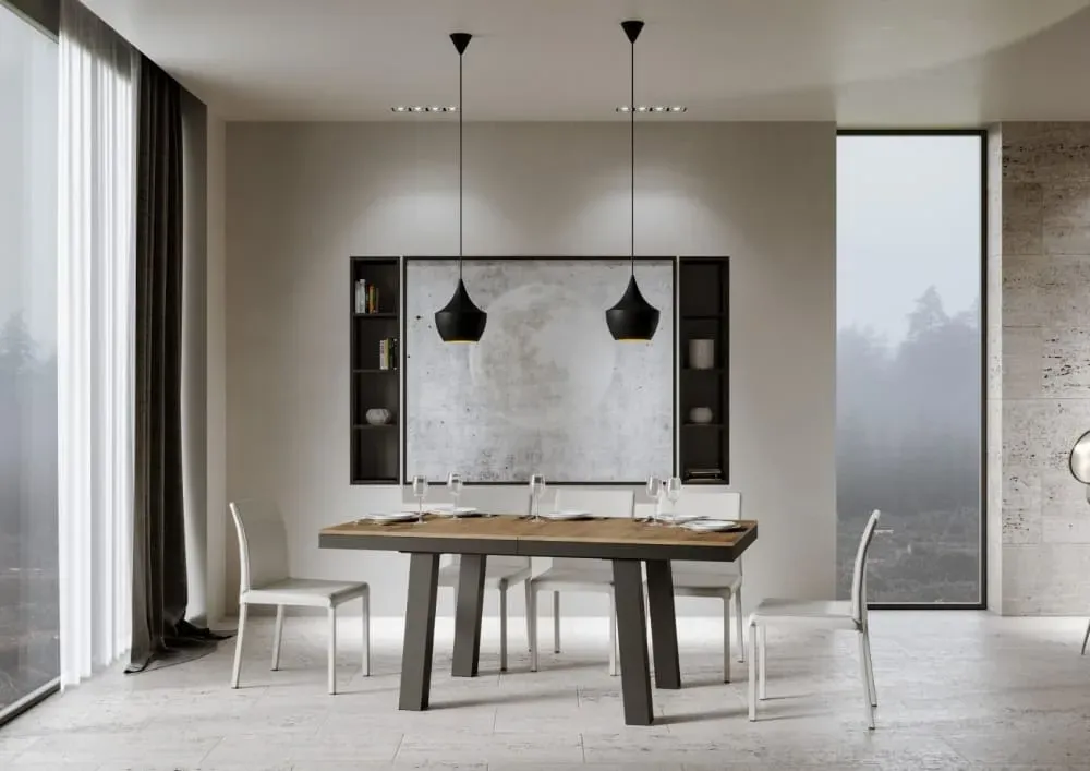 Illustration numéro 2 du produit Table extensible effet bois noyer 90x160/420 cm