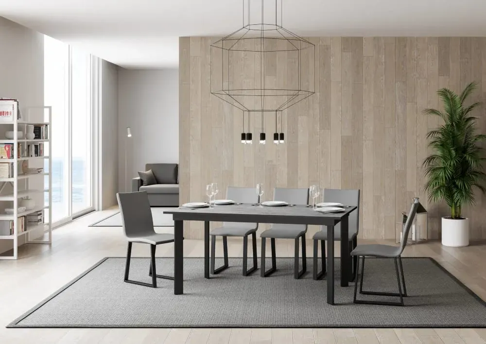 Illustration numéro 2 du produit Table extensible effet béton gris 90x160/220 cm