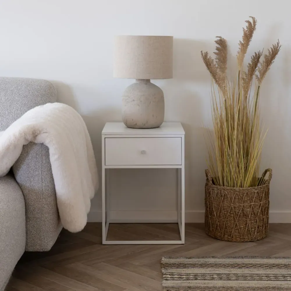Illustration numéro 2 du produit Table d'appoint 1 tiroir blanc 40x55 cm