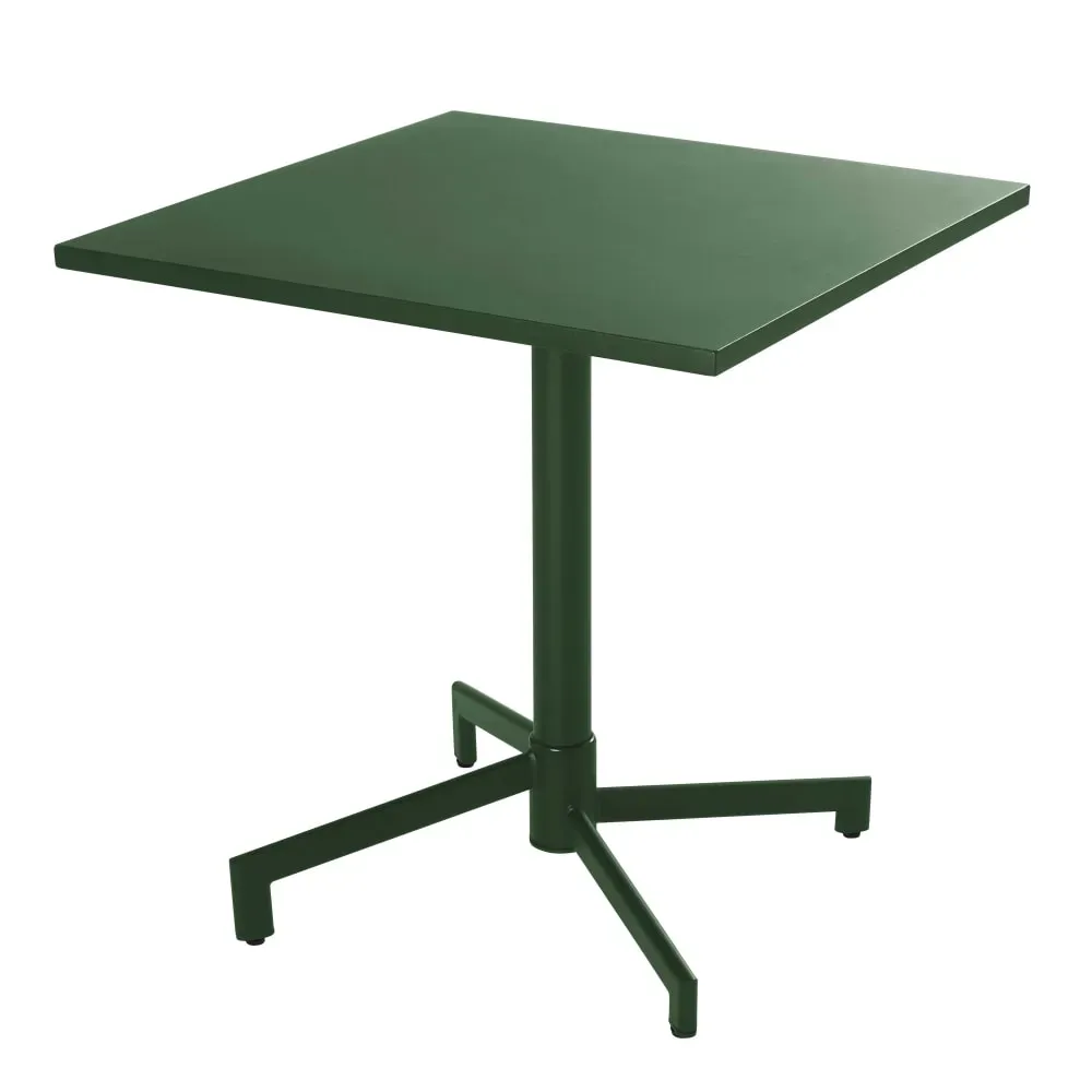 Illustration numéro 2 du produit Ensemble table 70 cm et 2 fauteuils de jardin en métal vert forêt