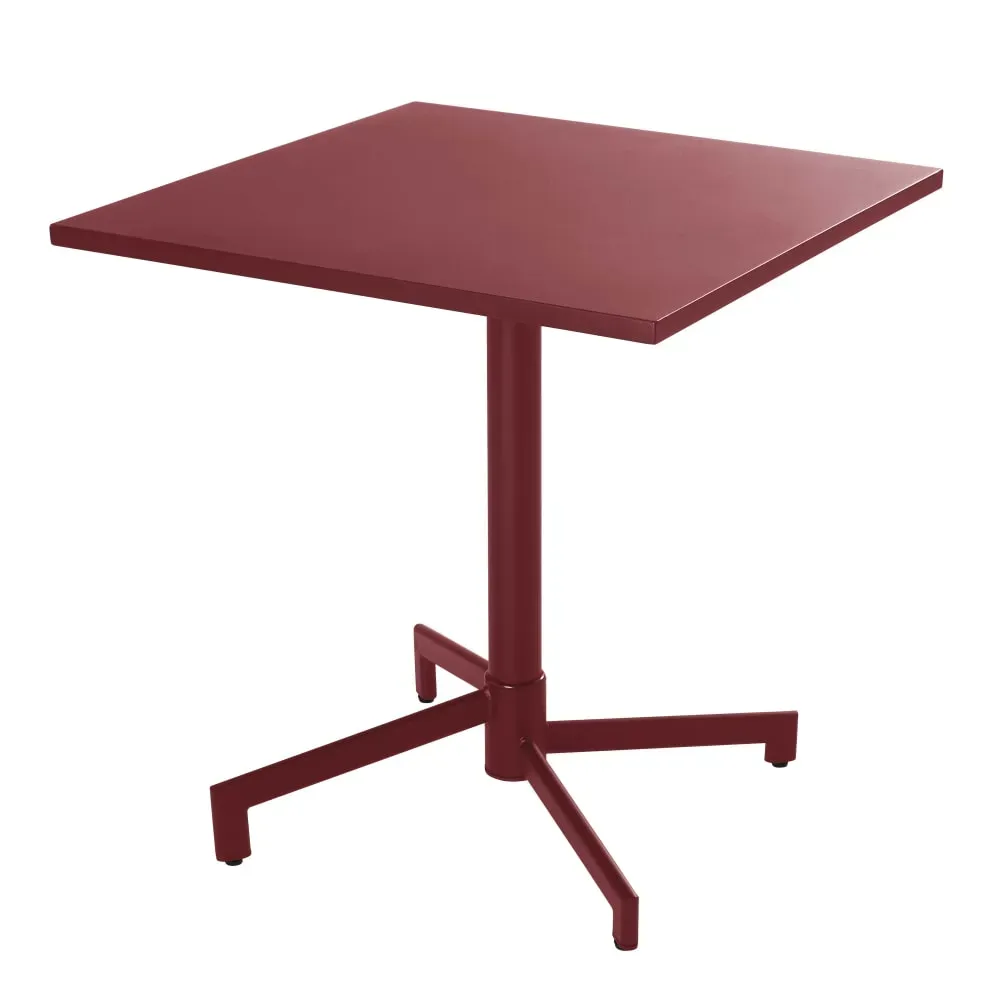 Illustration numéro 2 du produit Ensemble table 70 cm et 2 chaises de jardin en métal pourpre