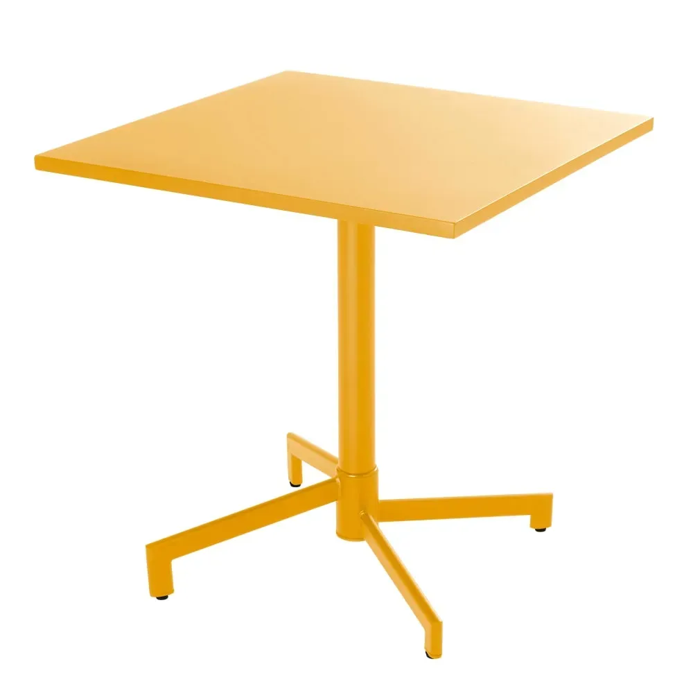 Illustration numéro 2 du produit Ensemble table 70 cm et 2 chaises de jardin en métal jaune