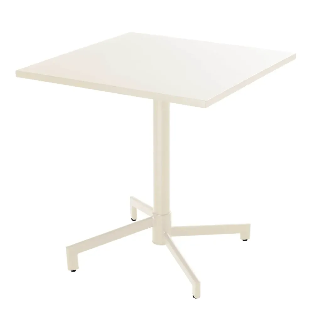 Illustration numéro 2 du produit Ensemble table 70 cm et 2 chaises de jardin en métal ivoire