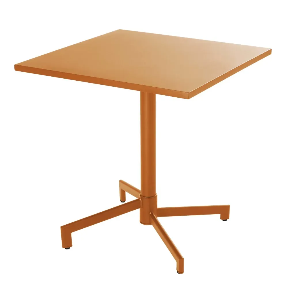 Illustration numéro 2 du produit Ensemble table 70 cm et 2 fauteuils de jardin en métal caramel