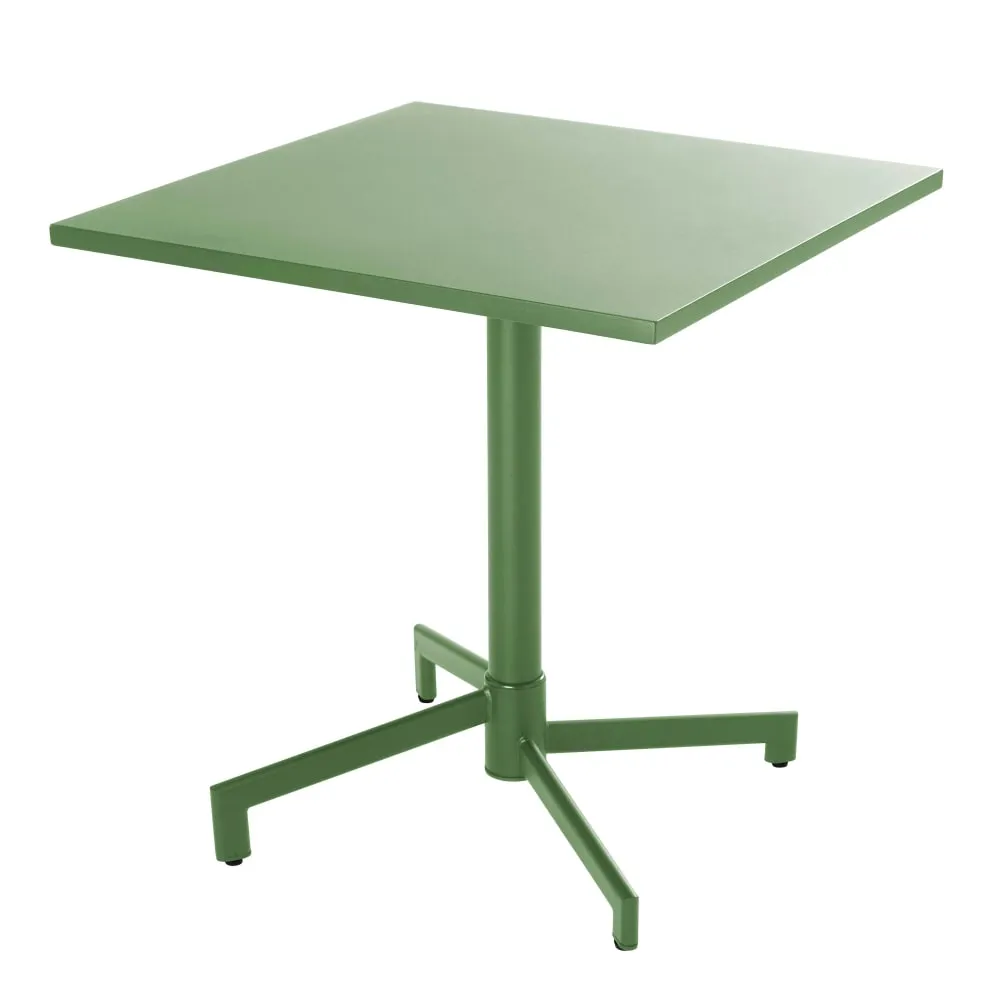 Illustration numéro 2 du produit Ensemble table 70 cm et 2 fauteuils de jardin en métal vert cactus