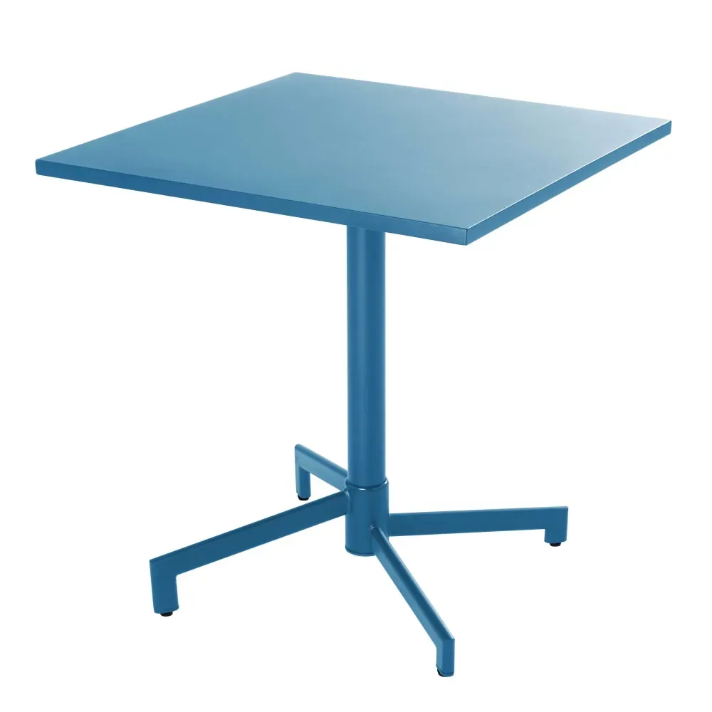 Illustration numéro 2 du produit Ensemble table 70 cm et 2 fauteuils de jardin en métal bleu pacific