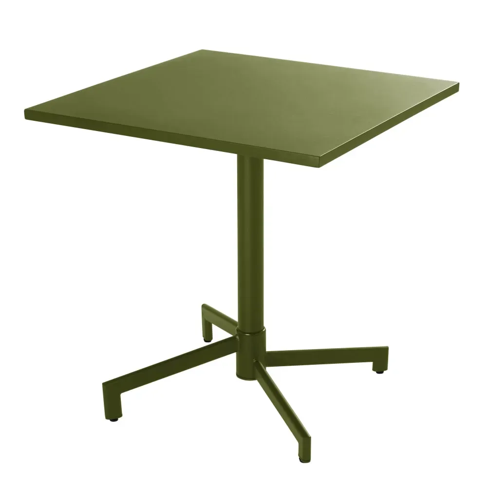 Illustration numéro 2 du produit Ensemble table 70 cm et 2 fauteuils de jardin en métal vert kaki