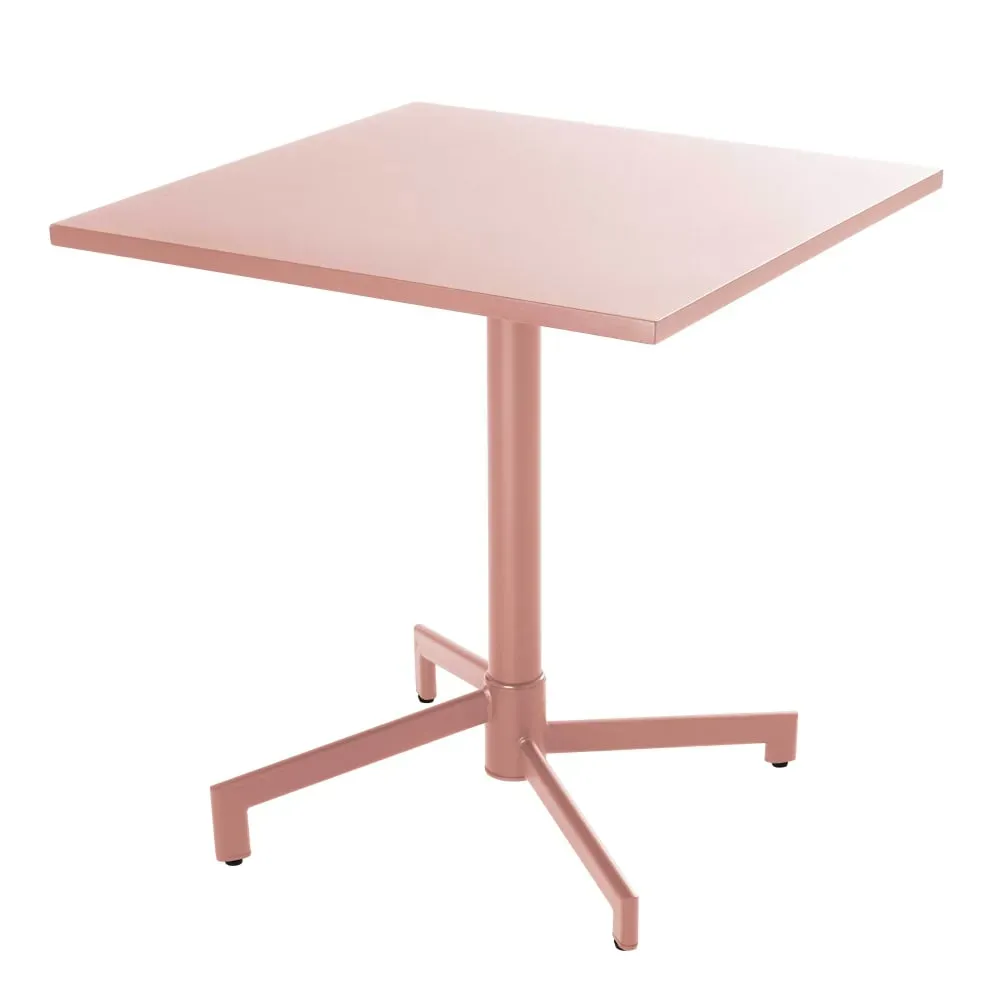 Illustration numéro 2 du produit Ensemble table 70 cm et 2 fauteuils de jardin en métal rose poudré