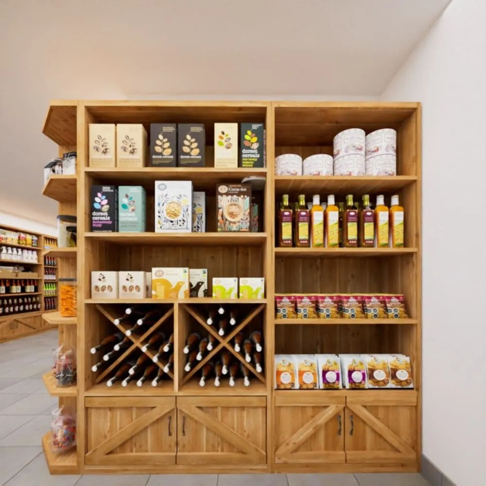 Illustration numéro 2 du produit Étagère à vin et épicerie 4 niveaux bois massif