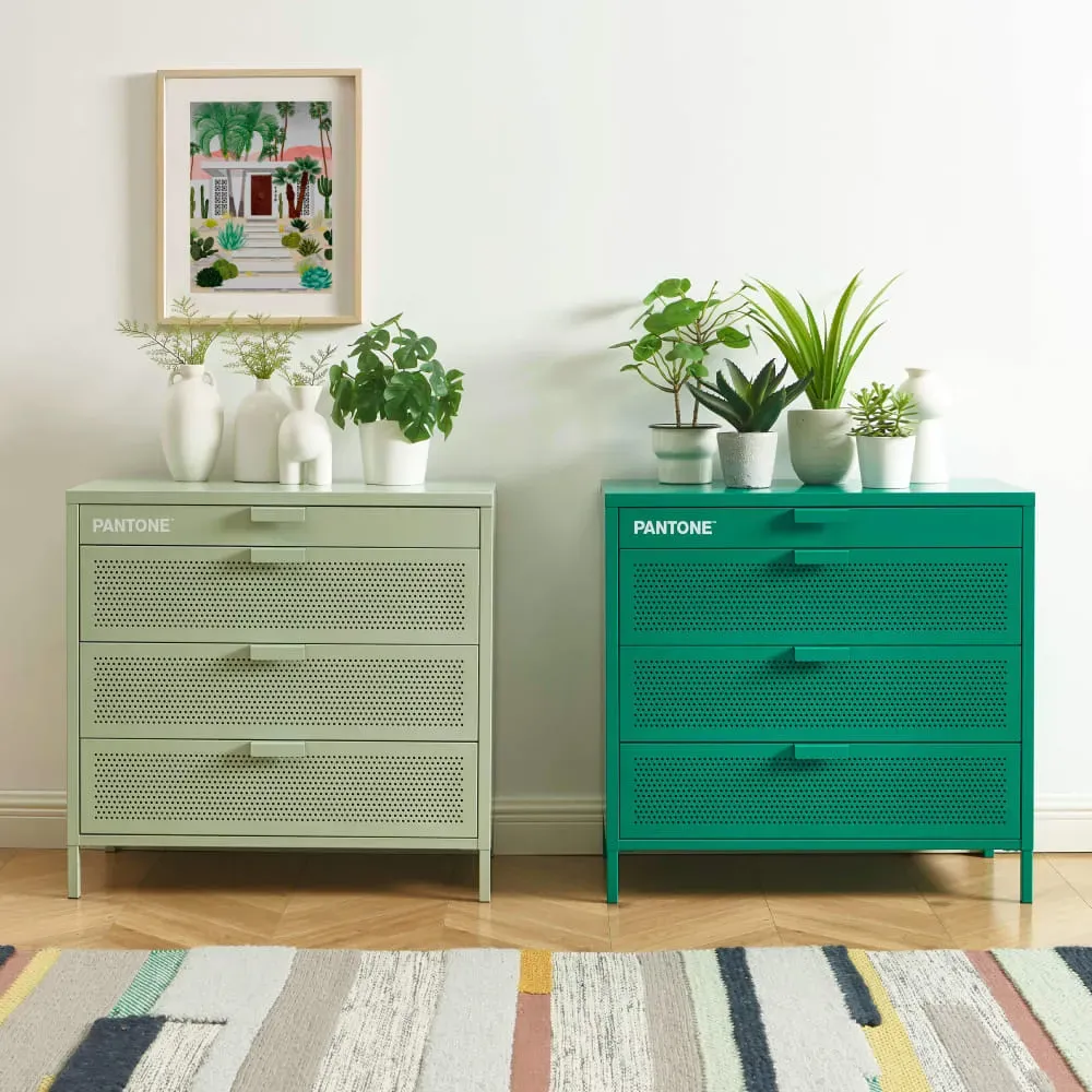 Illustration numéro 2 du produit Commode métal émeraude 4 tiroirs
