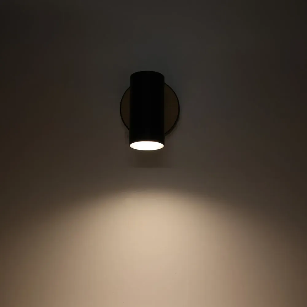 Illustration numéro 2 du produit Applique Murale Orientable Noir et Bois GU10 Ø11×5,5 cm