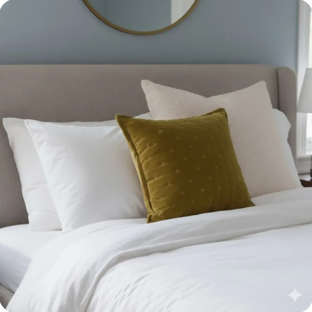 Illustration numéro 2 du produit Coussin en coton velours jaune moutarde OEKO-TEX® 45 x 45