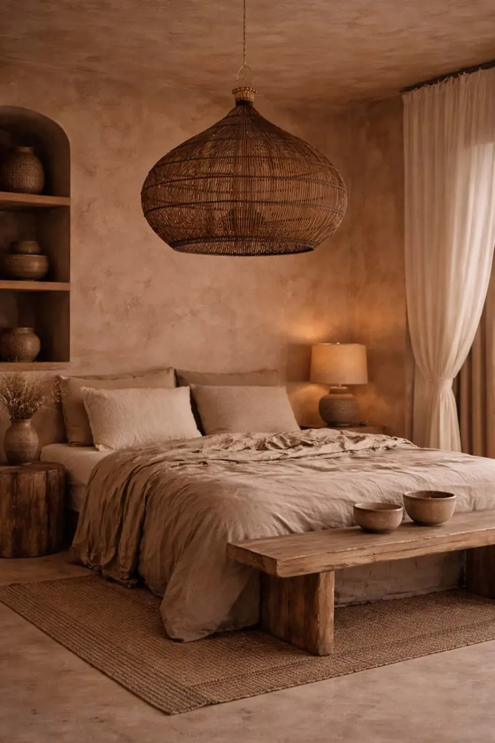 Illustration numéro 2 du produit Suspension bambou noyer foncé 80x80x70cm