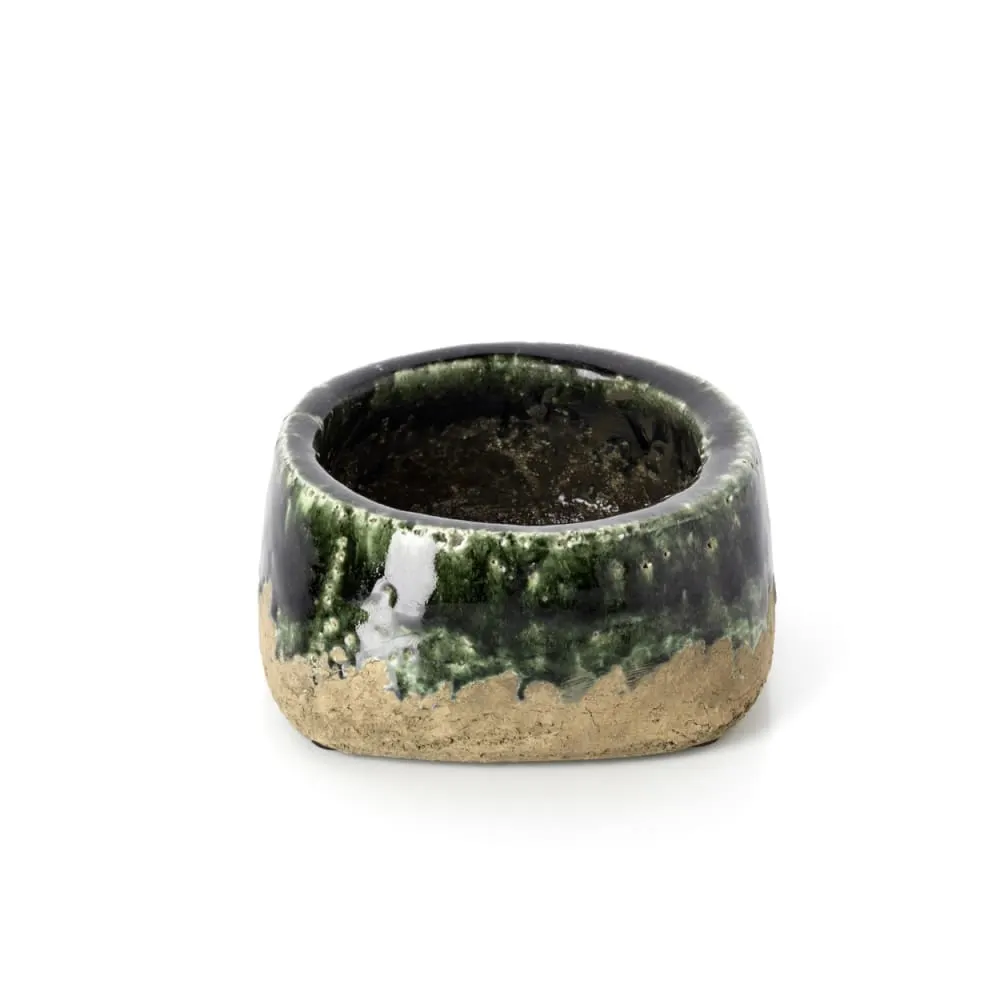 Illustration numéro 2 du produit Cache-pot en céramique vert 16,5x16,5x8cm